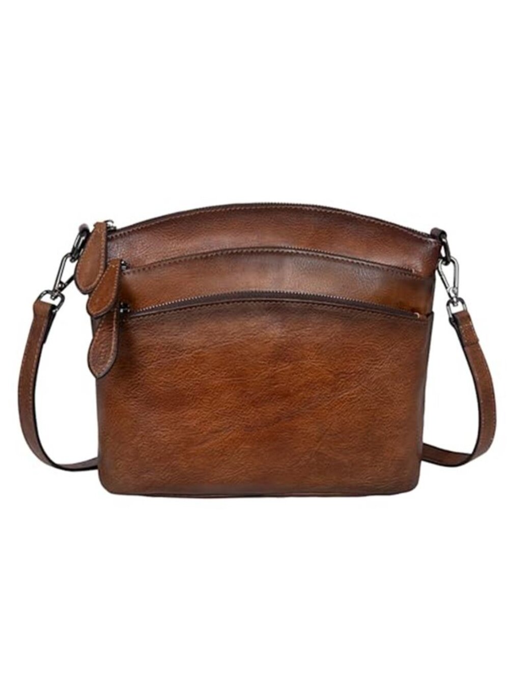 Womens Genuine Leather Crossbody Bag Shoulder Purse Multi Pocket Zipper Handbag